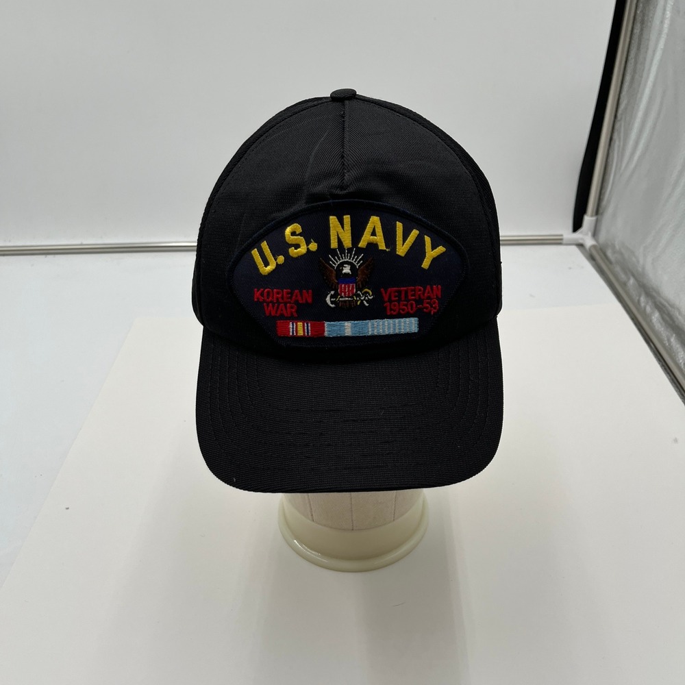Unbranded Hat U.S. Navy Korean War Veteran Patch Snapback Black OSFM USA